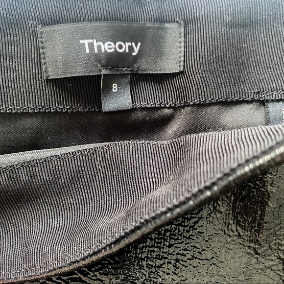 THEORY Black Mini Skirt In Faux Patent Leather - Picture 12 of 14